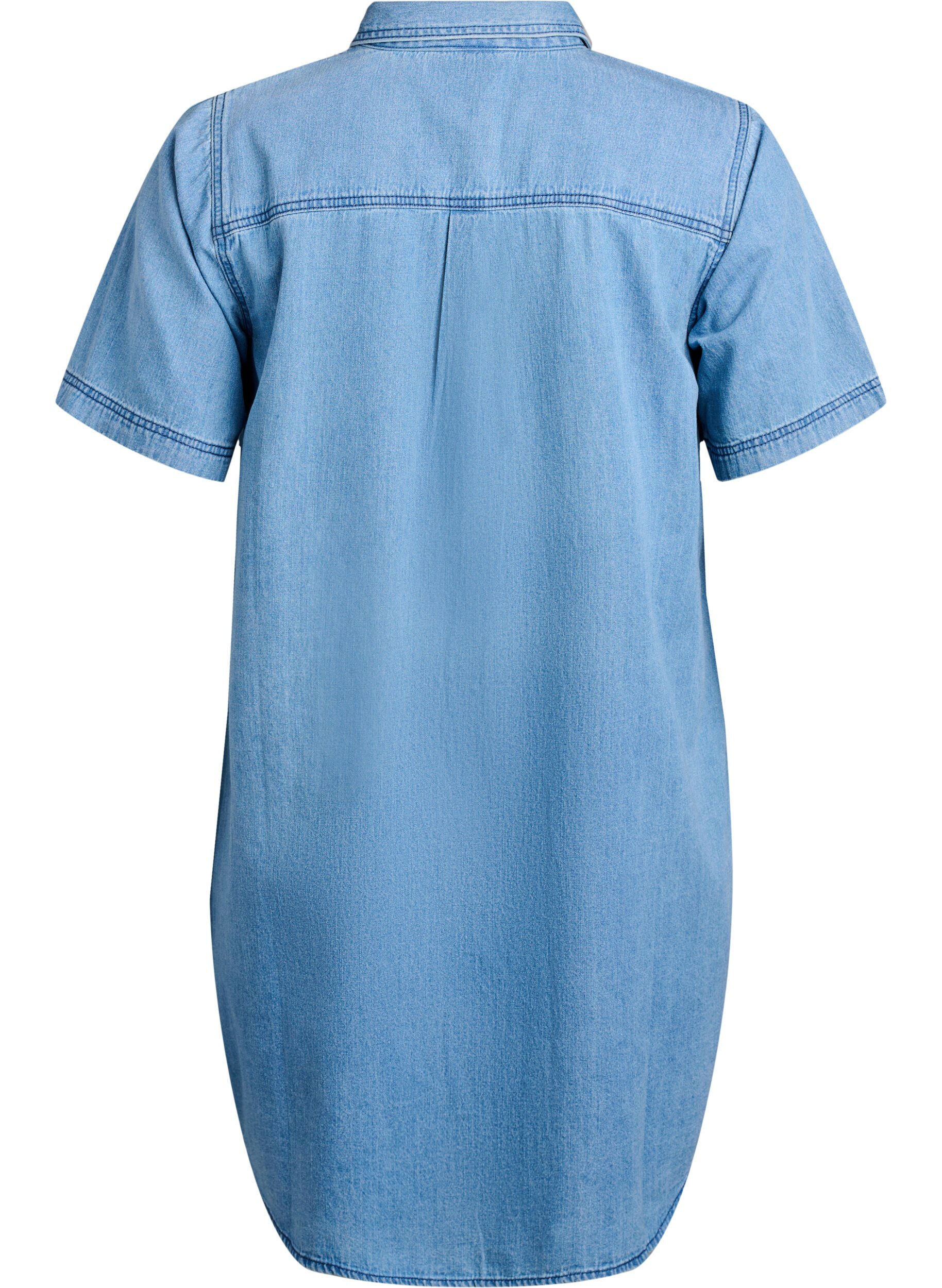 ZizziRobe chemise en denim &agrave; manches courtes, Bleu Clair, Packshot image number 1