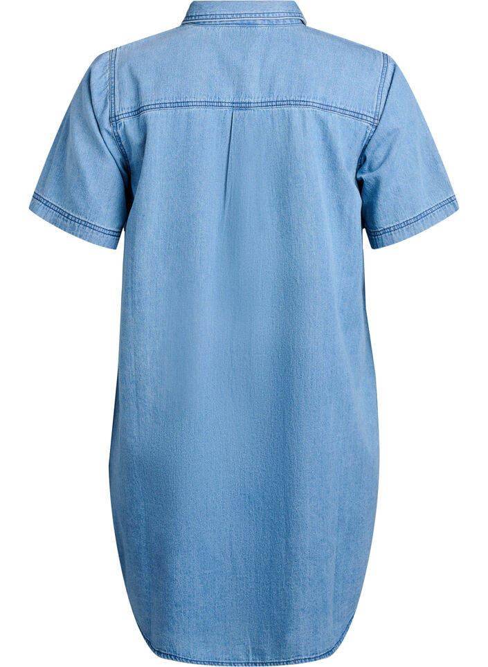 Robe chemise en denim &agrave; manches courtes, Bleu Clair, Packshot image number 1
