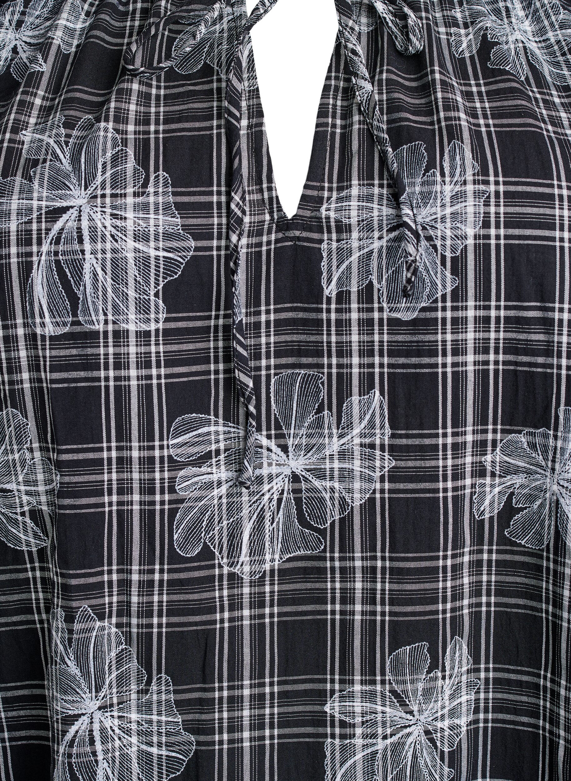 Zizzi Robe courte &agrave; imprim&eacute; &agrave; carreaux et floral, Noir, Packshot image number 2