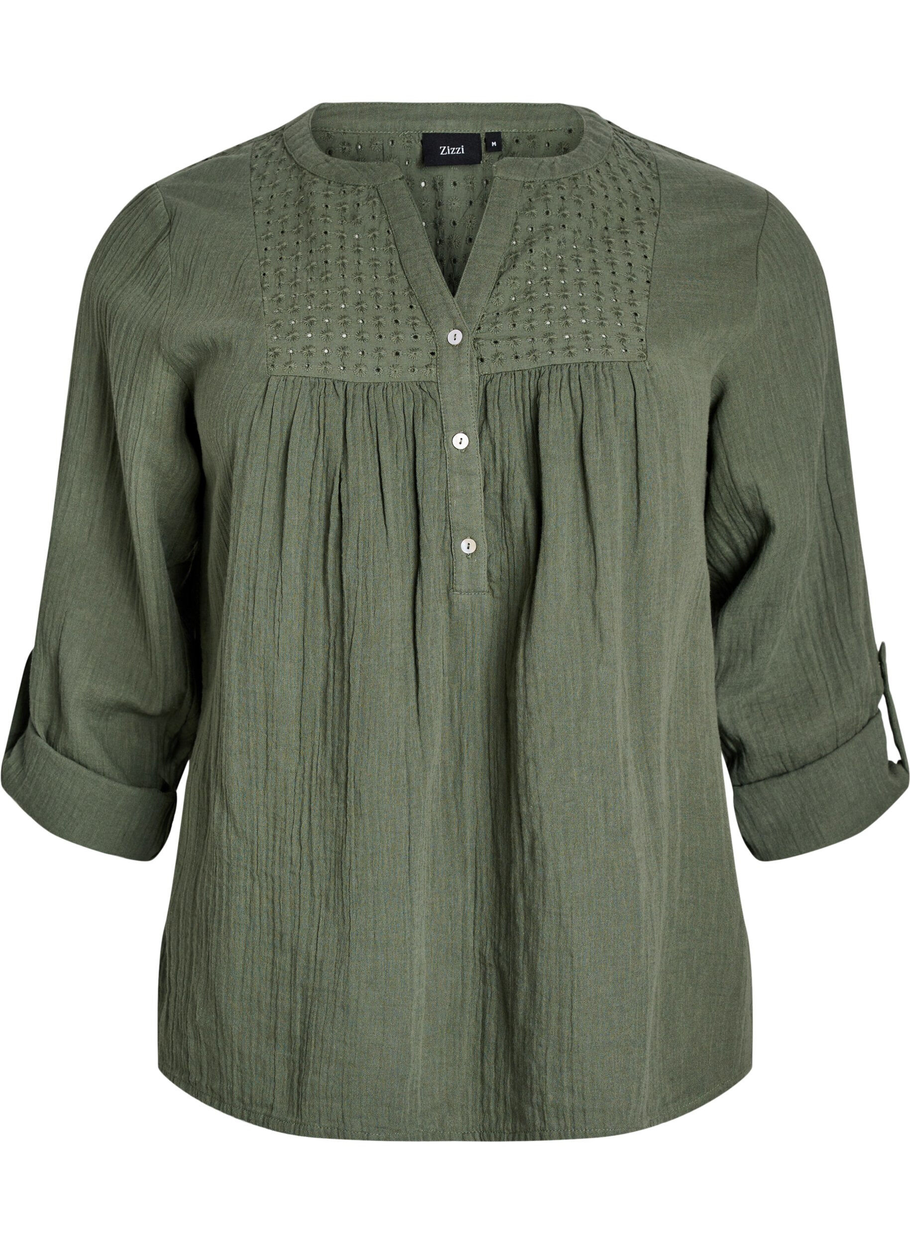 Blouse en mousseline de coton avec broderie anglaise