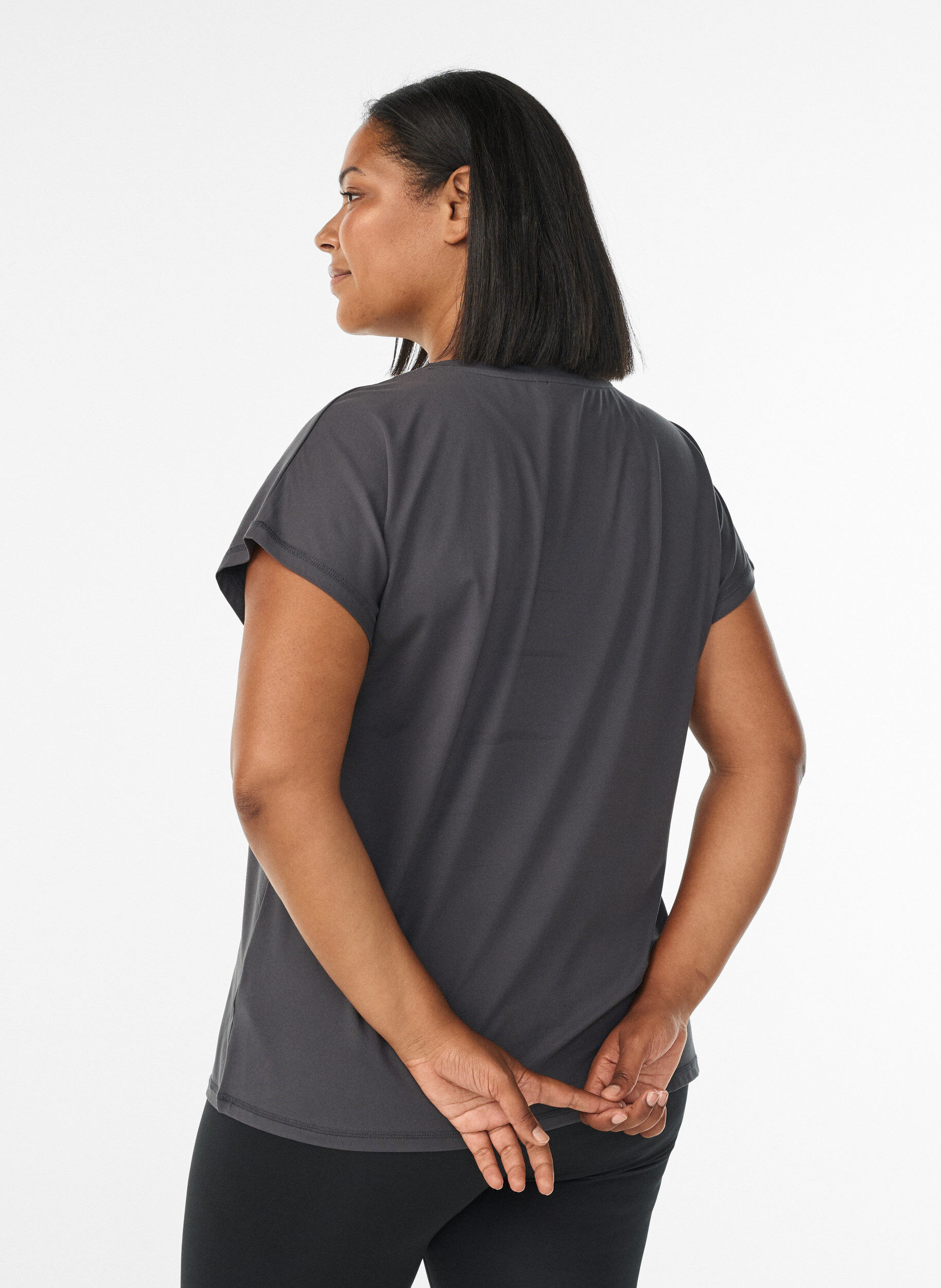 ZizziT-shirt de sport couleur unie, Gris anthracite, Model image number 2