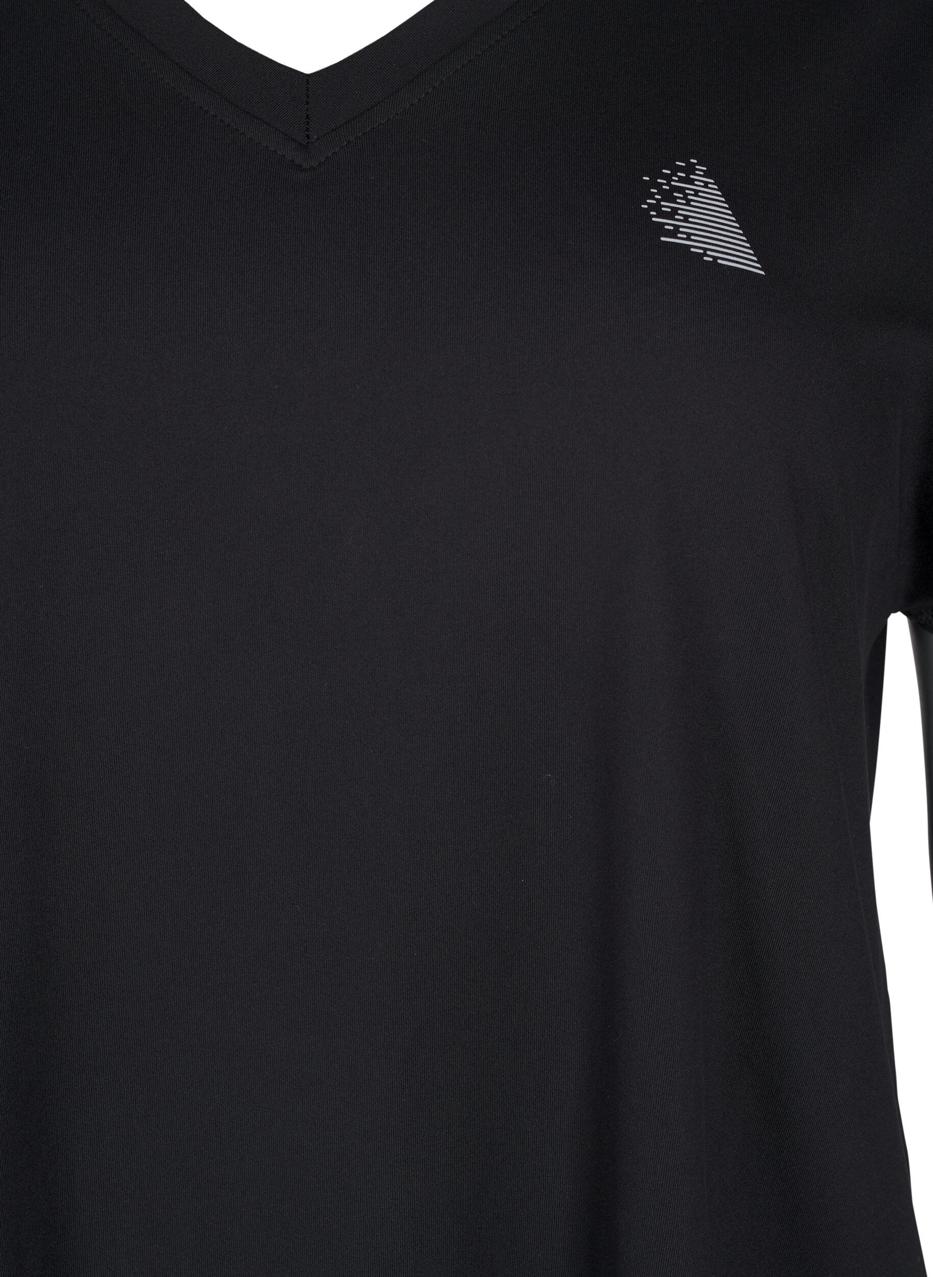 Zizzi T-shirt de sport avec col en V, Black, Packshot image number 2