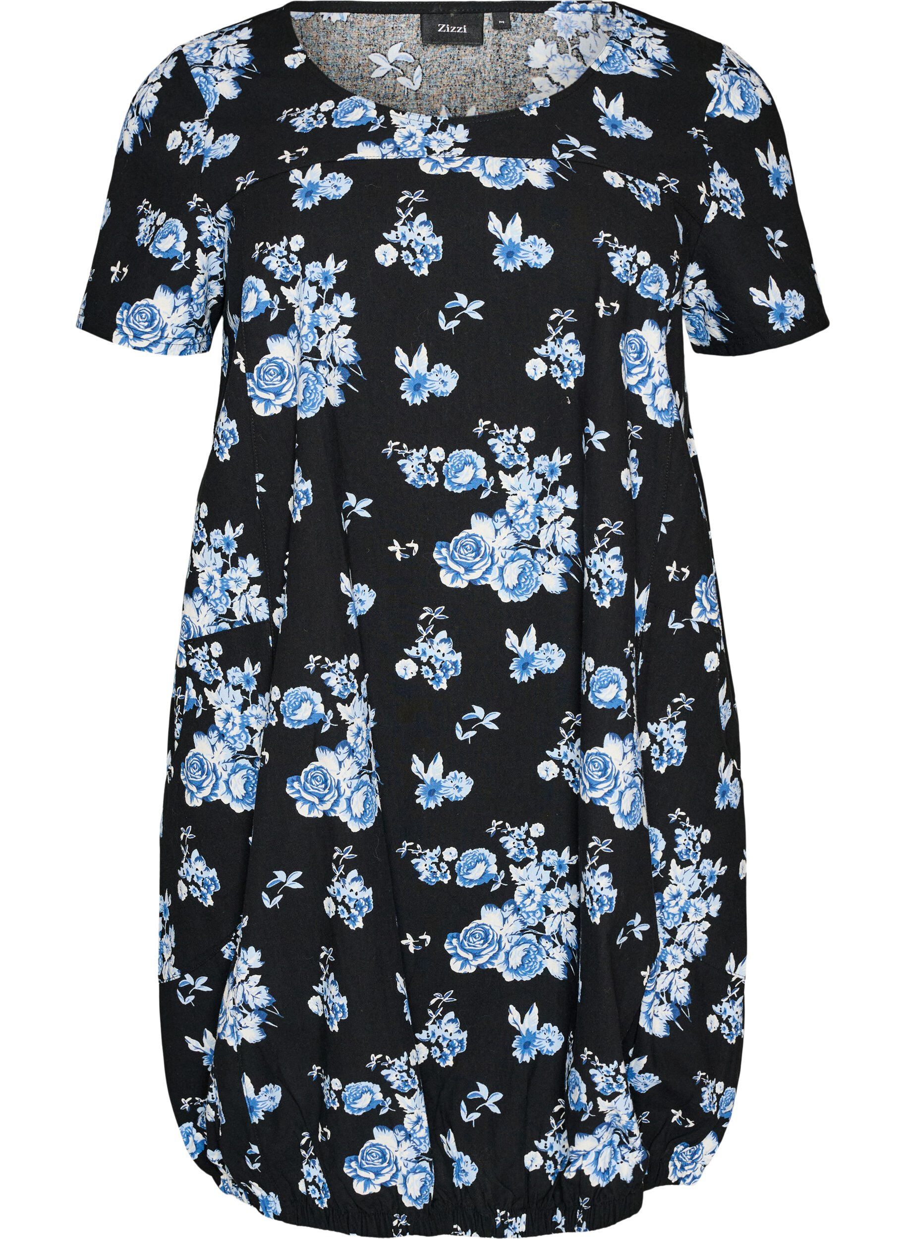 ZizziRobe en coton &agrave; manches courtes avec imprim&eacute;, Noir, Packshot image number 0