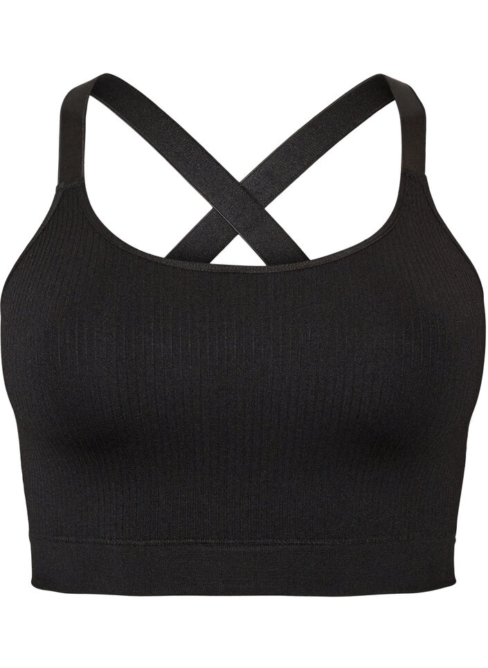 Brassi&egrave;re de sport c&ocirc;tel&eacute;e sans coutures, Noir, Packshot image number 0