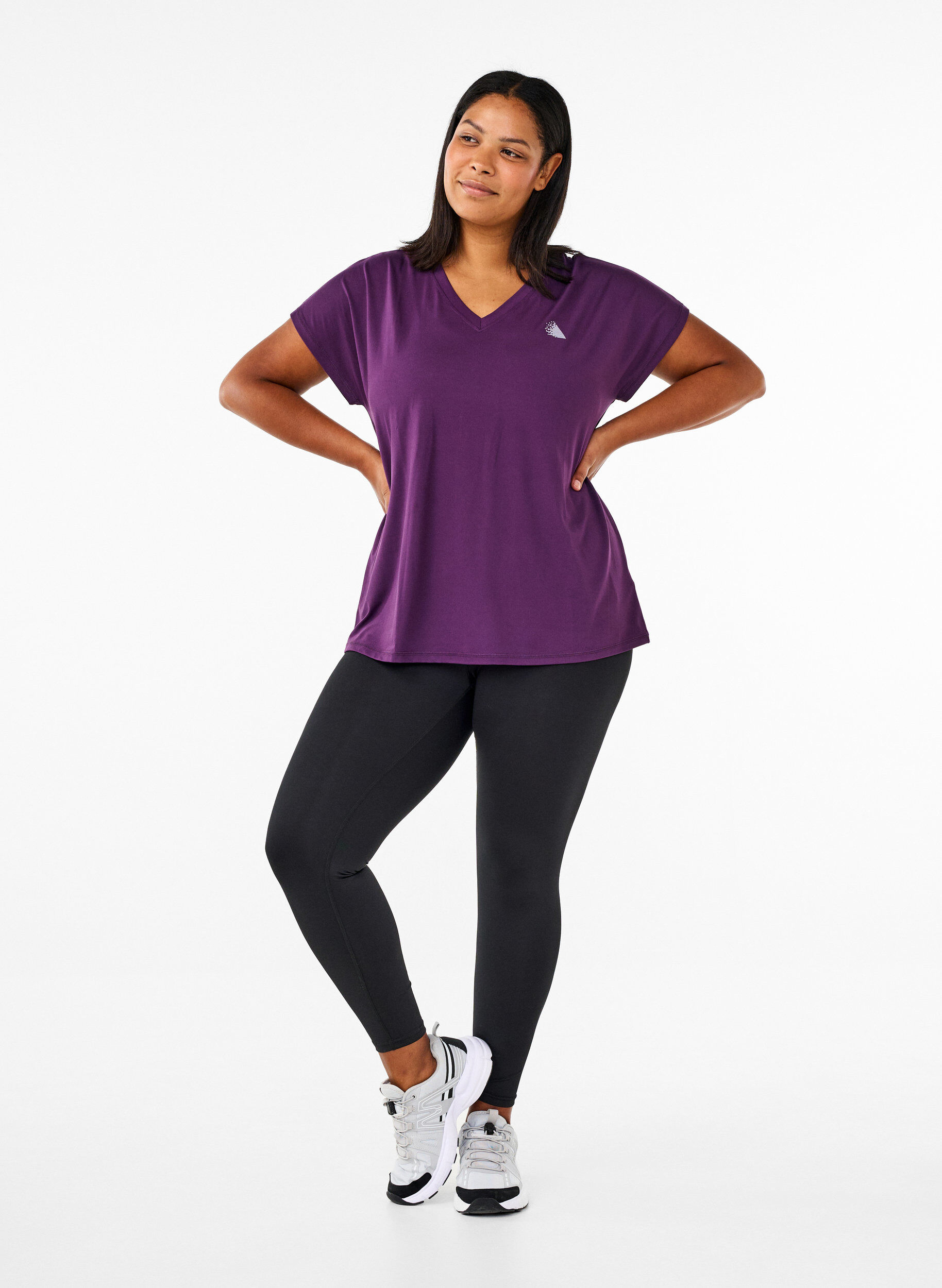 ZizziT-shirt de sport ample avec col en V, Violet, Model image number 1