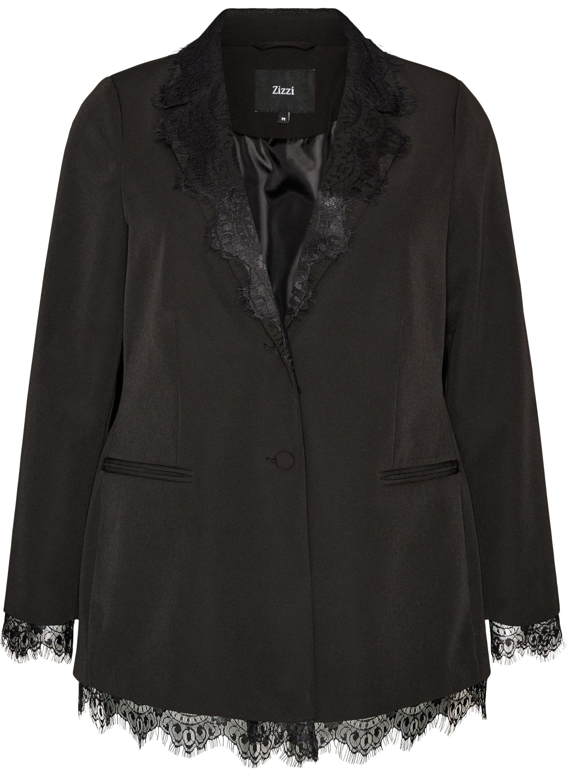 ZizziBlazer avec finitions en dentelle, Noir, Packshot image number 0