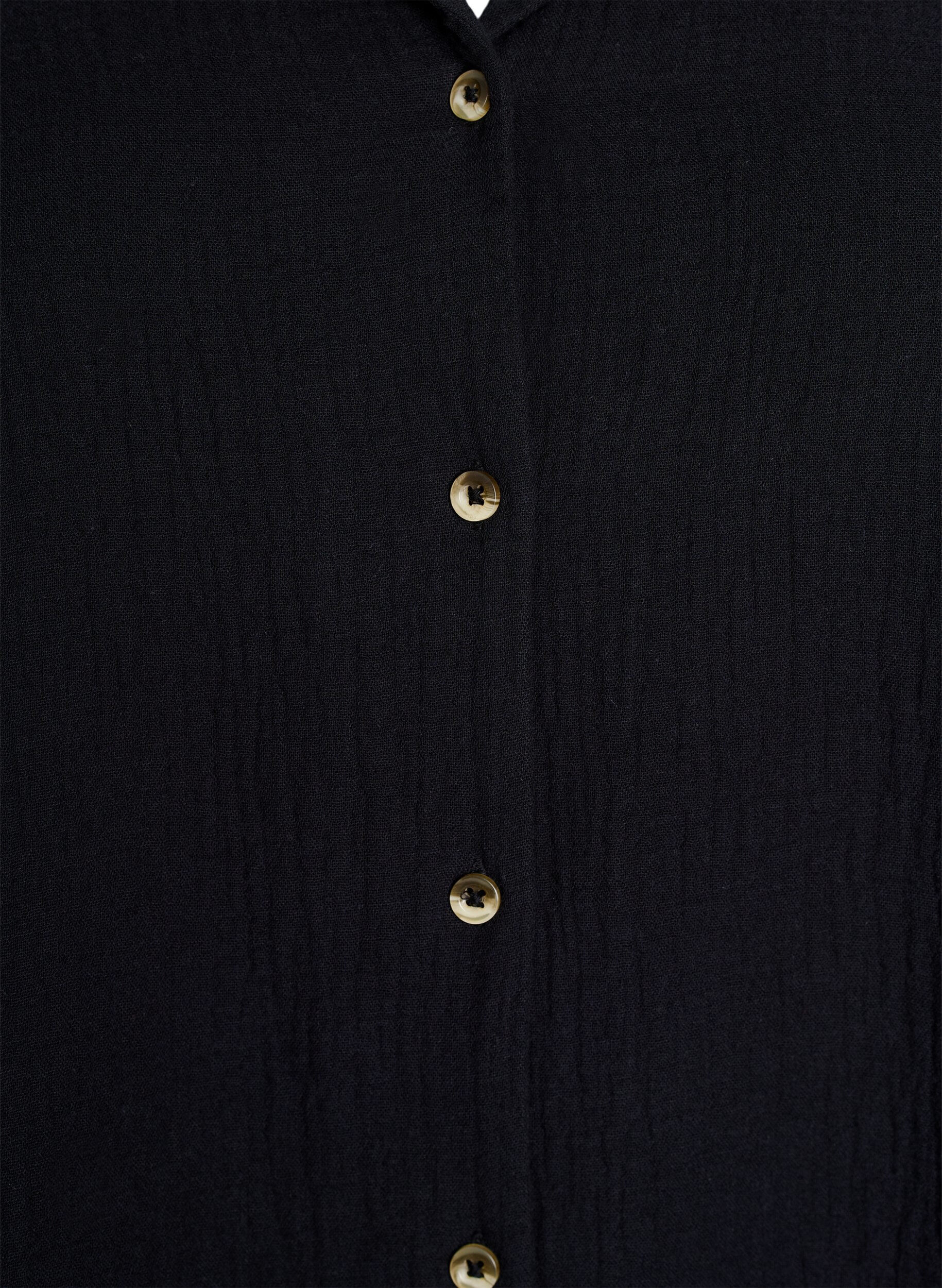 Zizzi Chemise &agrave; manches courtes en mousseline de coton, Noir, Packshot image number 2