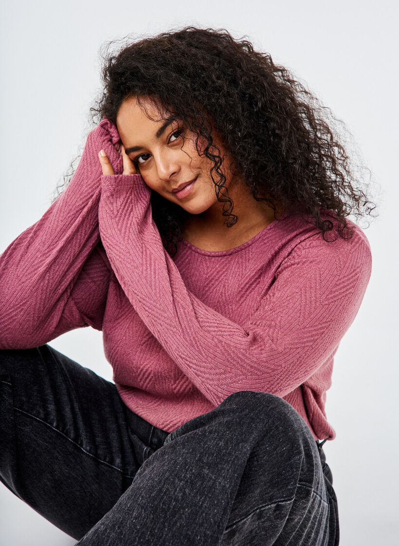 Chemisier à motifs et manches longues, Marron, Image image number 0