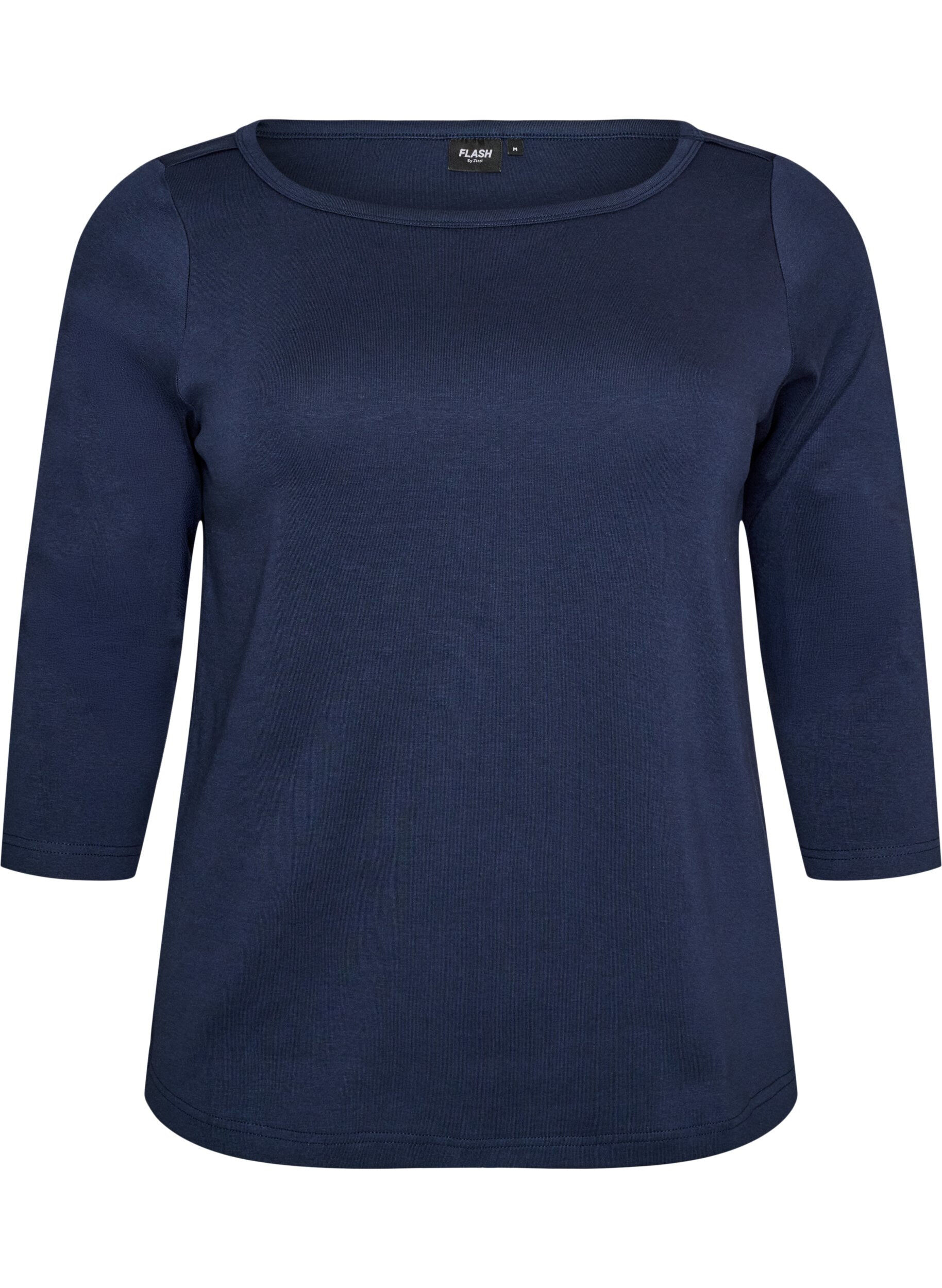 ZizziT-shirt basic &agrave; col bateau et manches 3/4, Bleu, Packshot image number 0