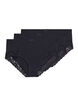 Lot de 3 culottes taille haute avec bordure en dentelle, Noir, Packshot image number 0