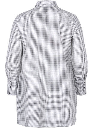 Tunique chemise à carreaux avec lien à nouer, Black/White Check, Packshot image number 1
