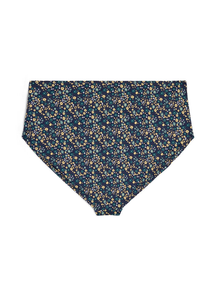 Culotte de bikini imprim&eacute;e et taille haute, Vert, Packshot image number 1