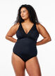 Maillot de bain avec col en V et broderie, Black, Model image number 0