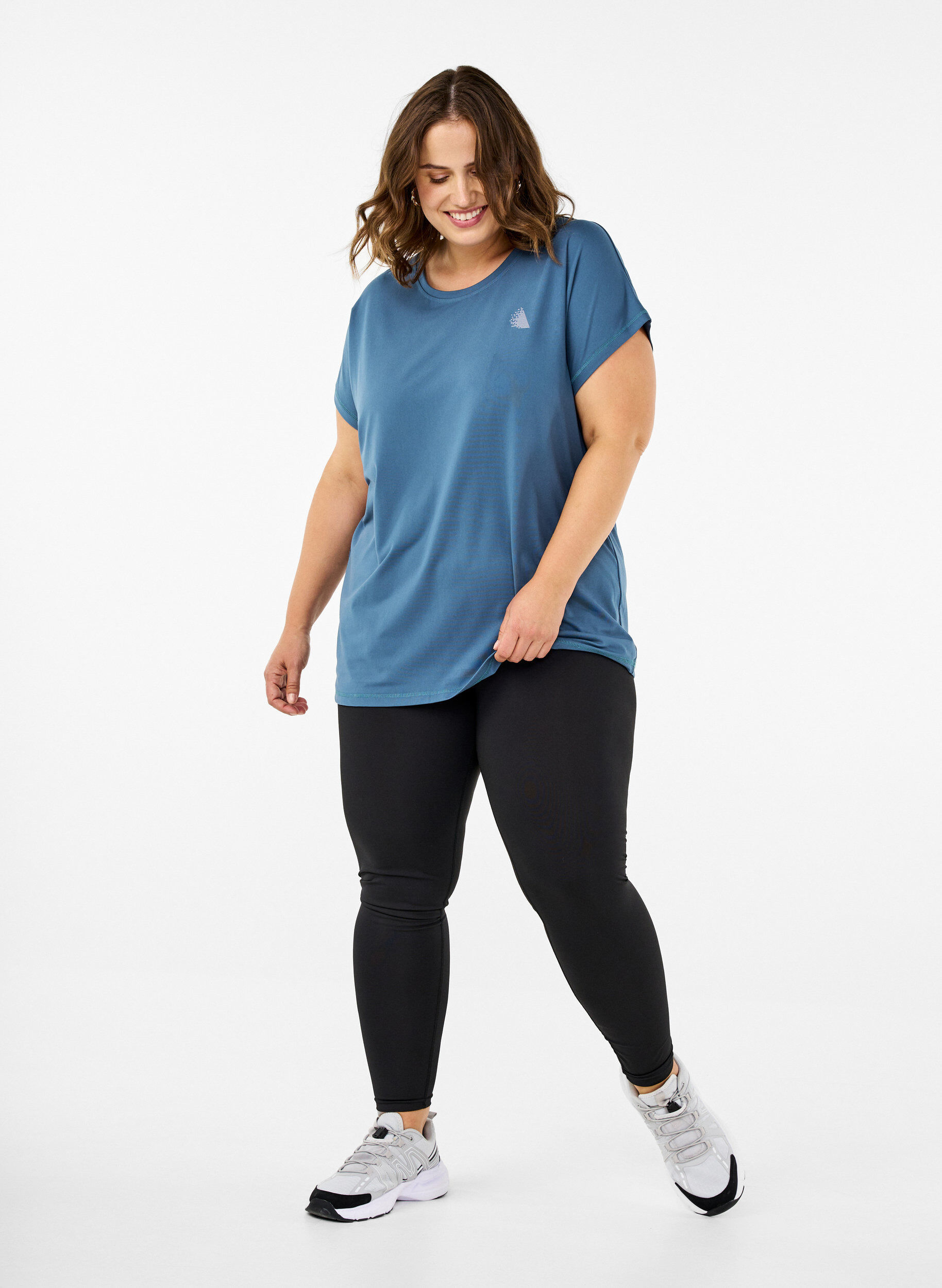 Zizzi T-shirt de sport uni, Bleu p&eacute;trole, Model image number 1