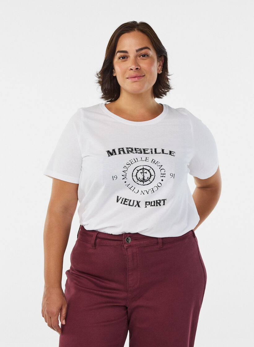 T-shirt imprim&eacute;, Blanc, Model image number 0