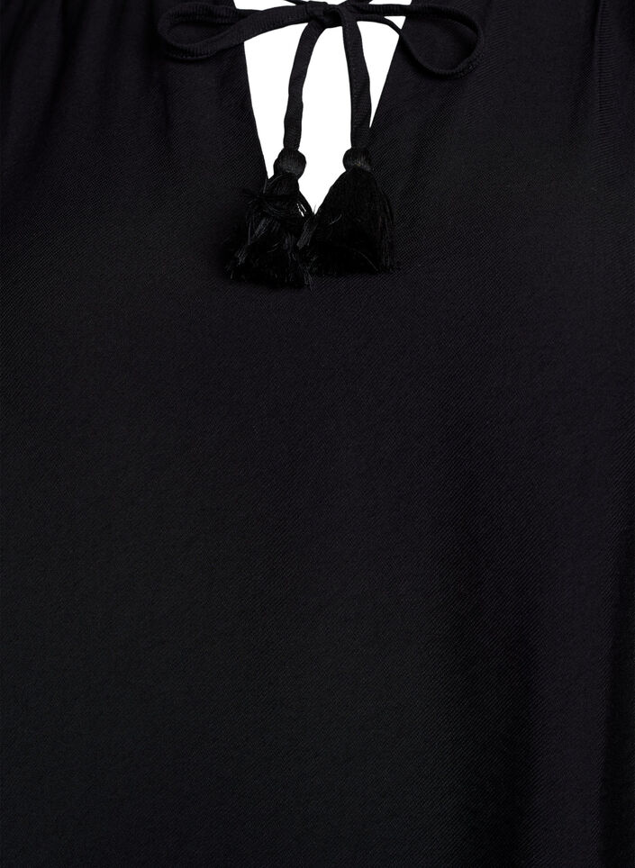 Robe courte coupe évasée avec volants, Noir, Packshot image number 2