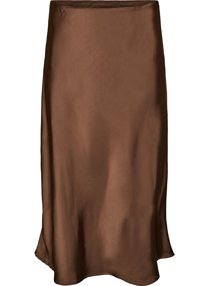 Jupe midi en satin, Marron, Packshot image number 0
