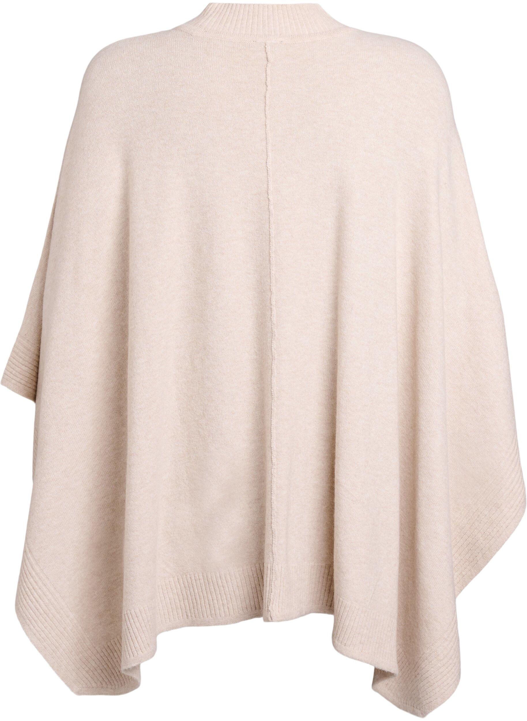 Zizzi Poncho &agrave; col rond avec d&eacute;tails c&ocirc;tel&eacute;s, Beige, Packshot image number 1