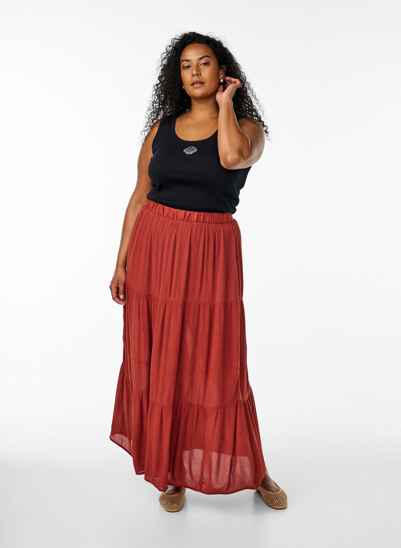 Haut ajusté avec motif, Noir, Model image number 1