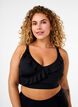 Haut de bikini avec volants et coussinets amovibles, Noir, Model image number 0