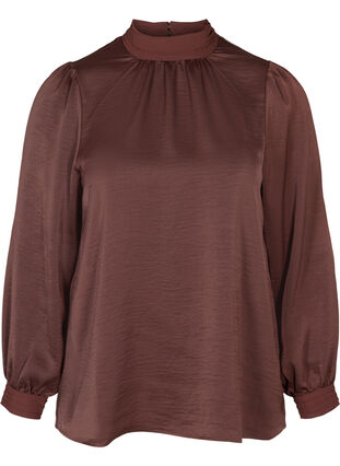 Blouse col montant et manches bouffantes, Brown Ass, Packshot image number 0