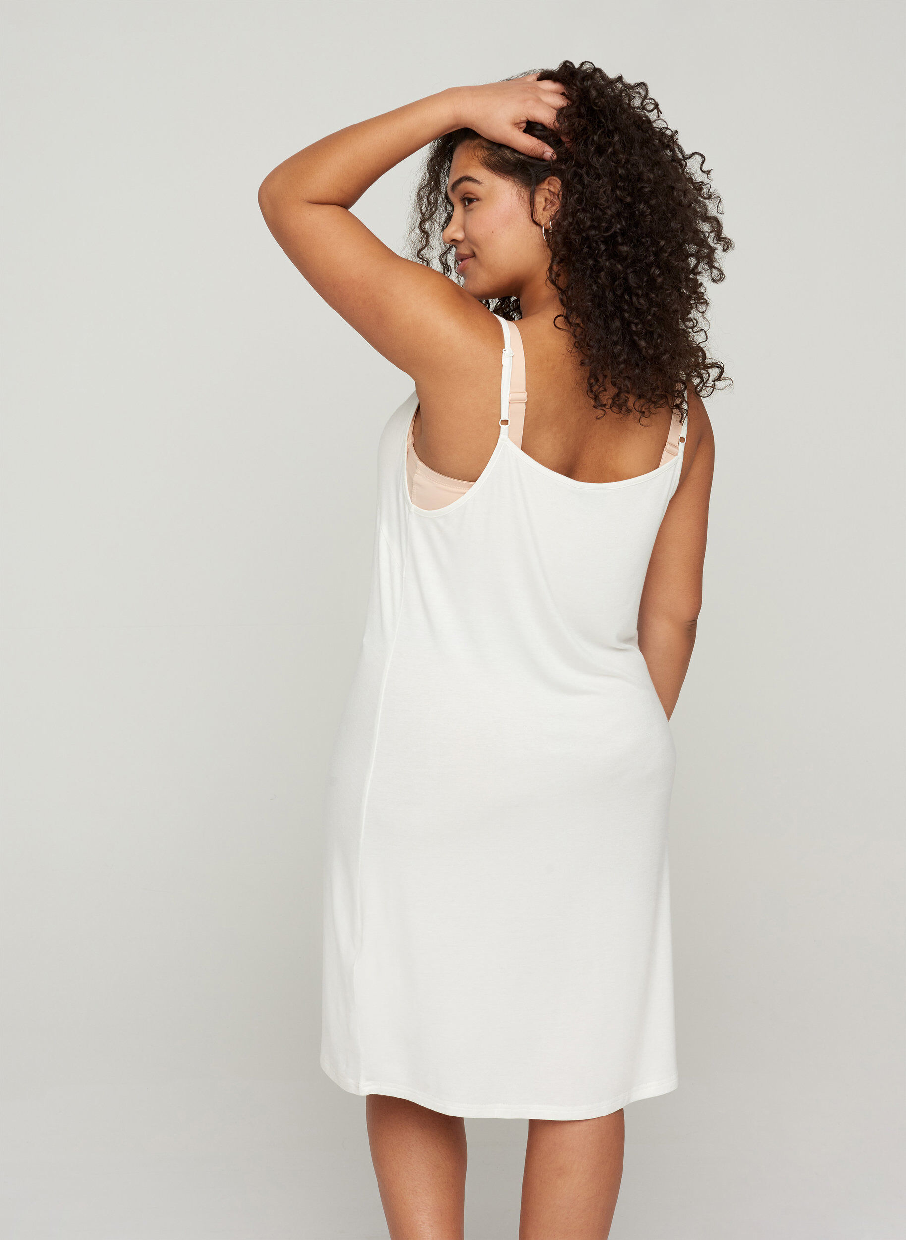 Zizzi Dessous de robe en viscose uni, Blanc, Model image number 1