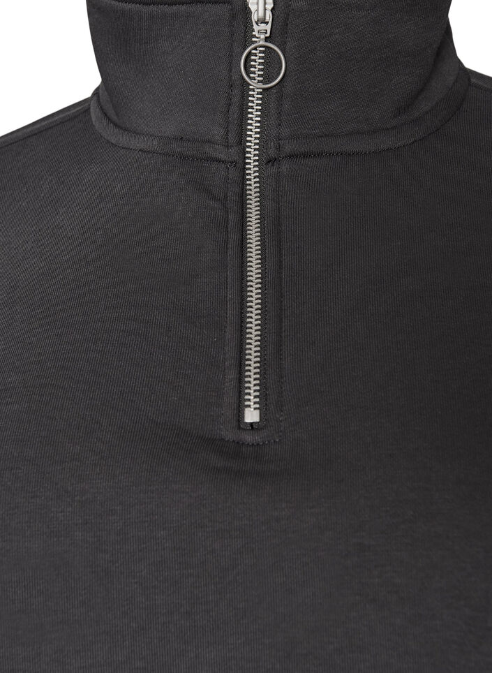 Sweatshirt avec manches en mati&egrave;re teddy et col montant, Gris anthracite, Packshot image number 2