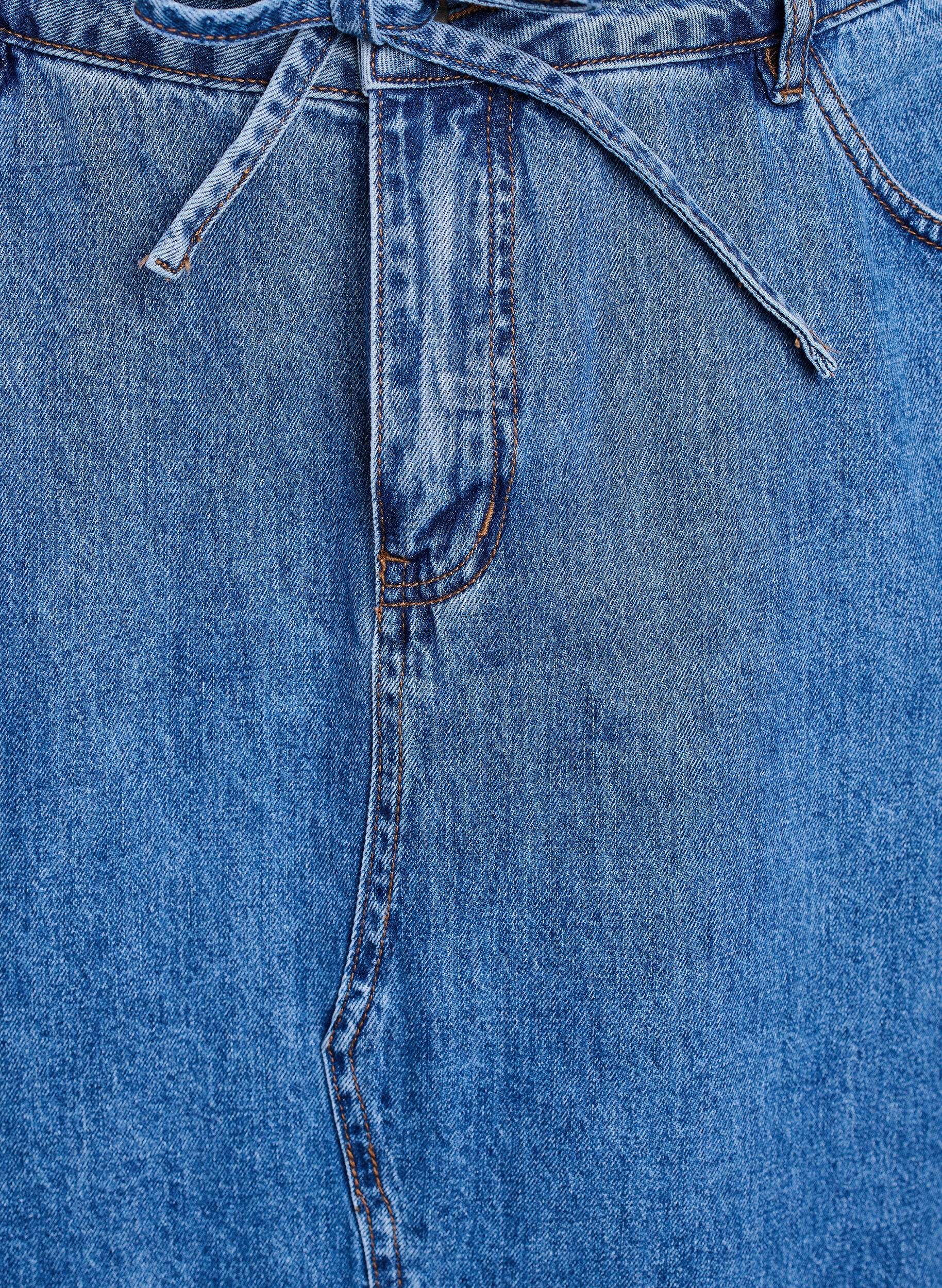 Zizzi Jupe maxi en denim avec ceinture &agrave; nouer, Blue Denim, Packshot image number 2