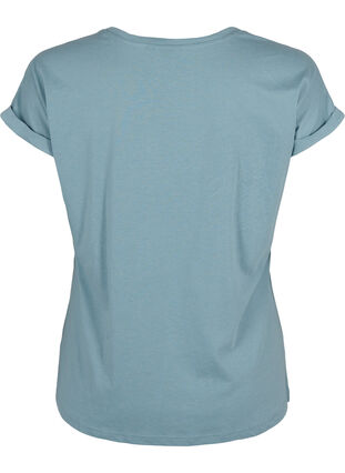 T-shirt à manches courtes en mélange de coton, Smoke Blue, Packshot image number 1