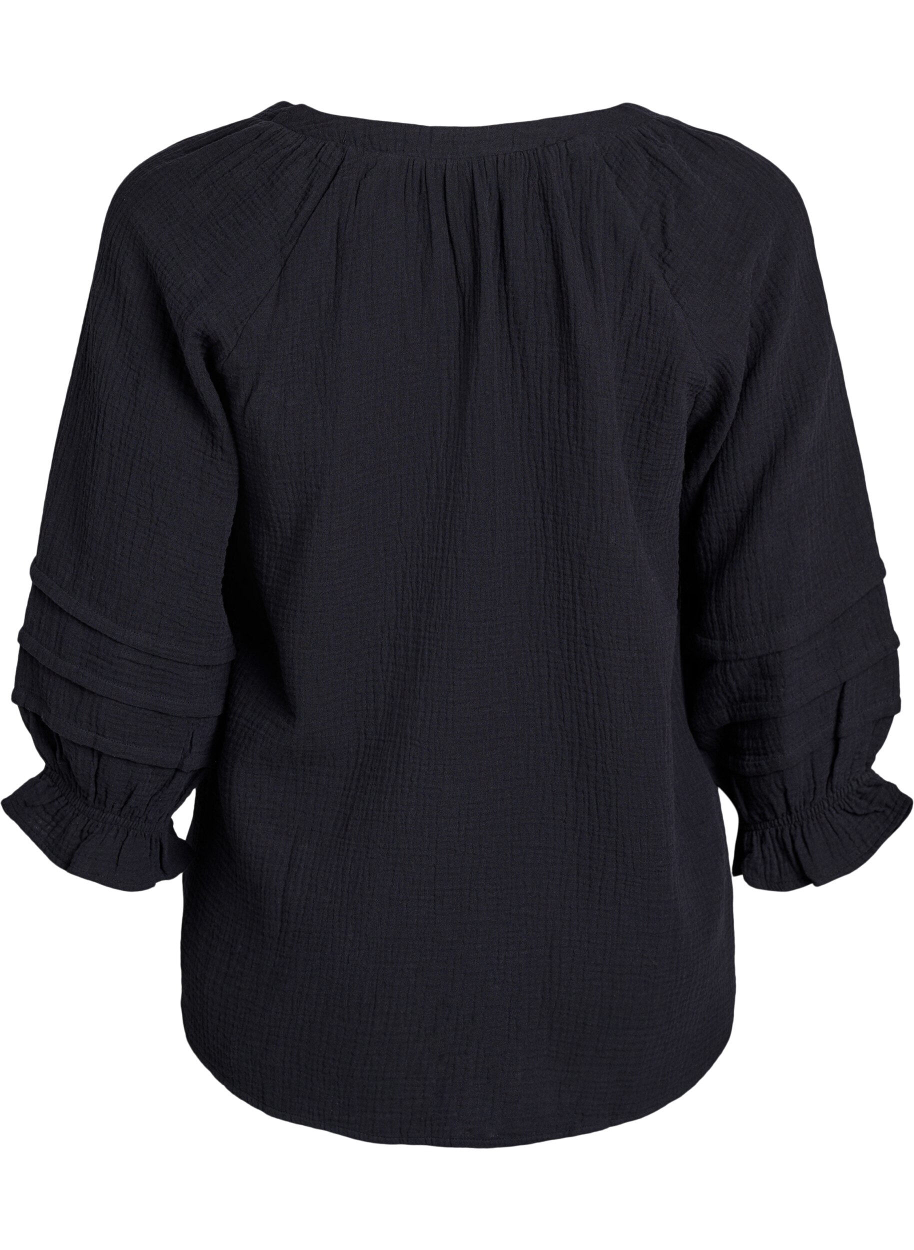 Zizzi Chemise en mousseline de coton avec manches 3/4, Black, Packshot image number 1