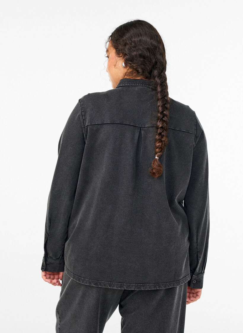 Chemise en molleton à effet délavé, Gris anthracite, Model image number 2