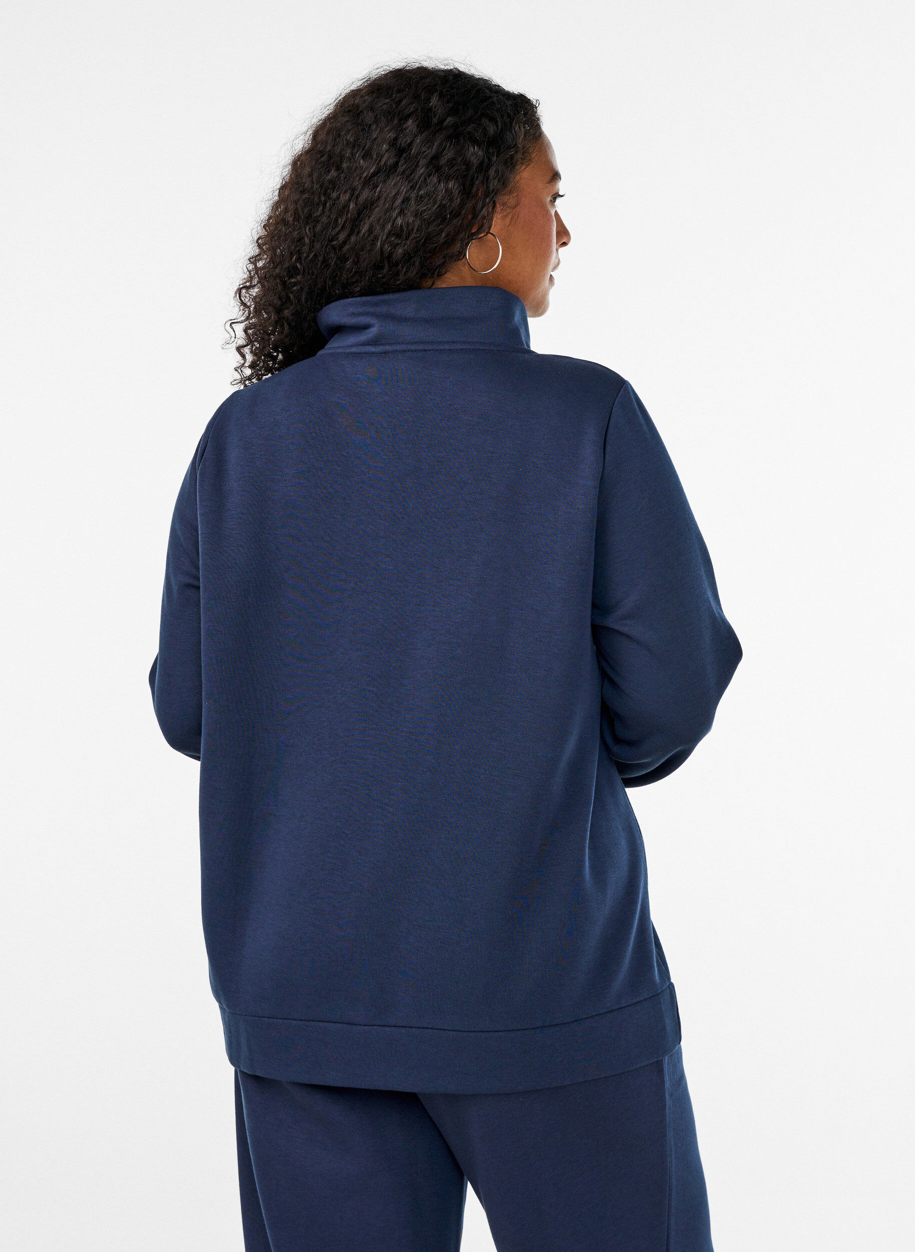 ZizziSweat-shirt avec col montant et fermeture zipp&eacute;e, Bleu, Model image number 2