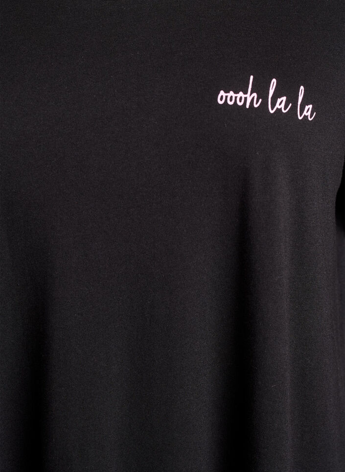 Chemise de nuit &agrave; manches longues en coton bio, Noir, Packshot image number 2