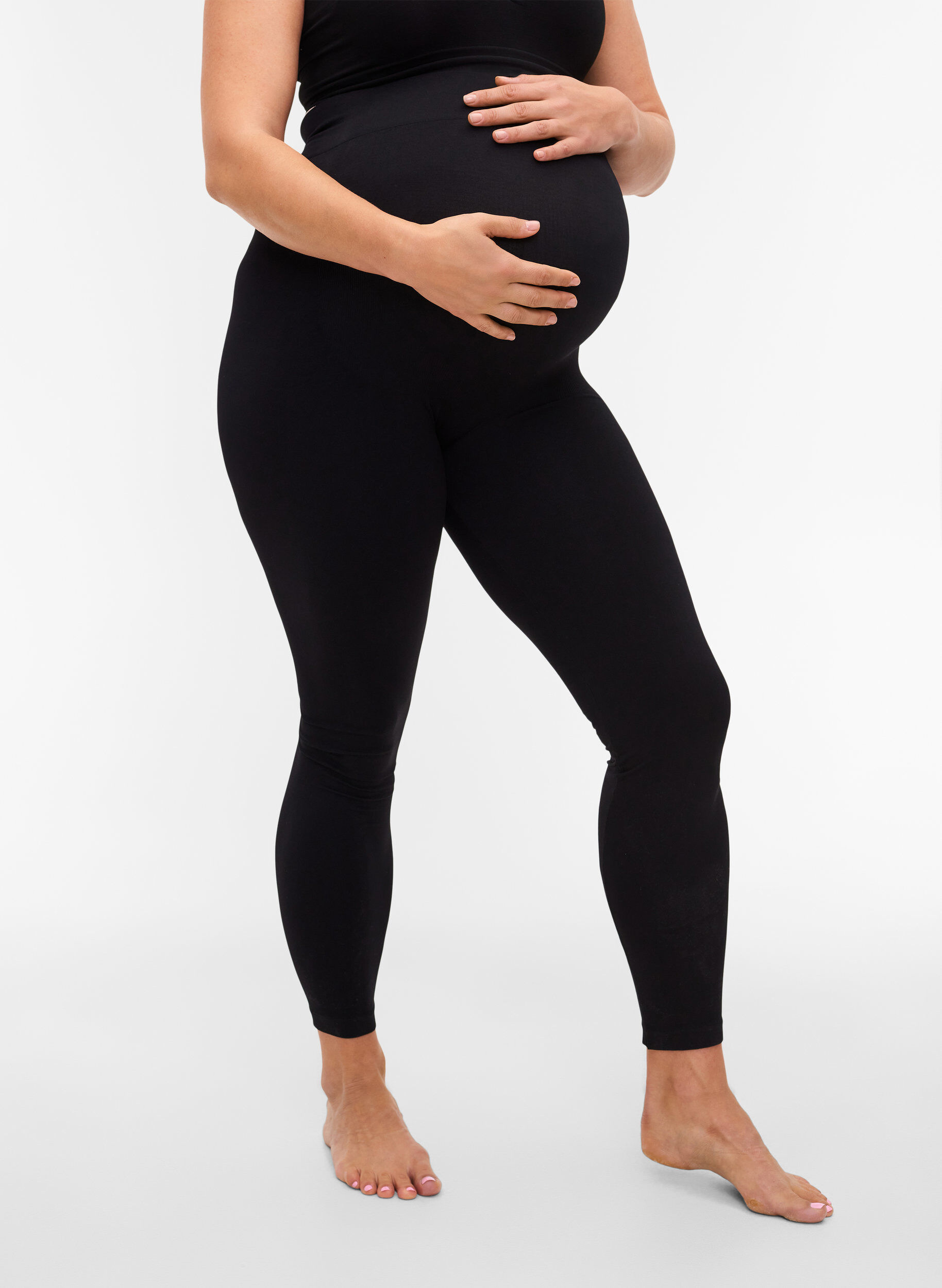 Zizzi Legging de grossesse sans couture, Black, Model image number 1