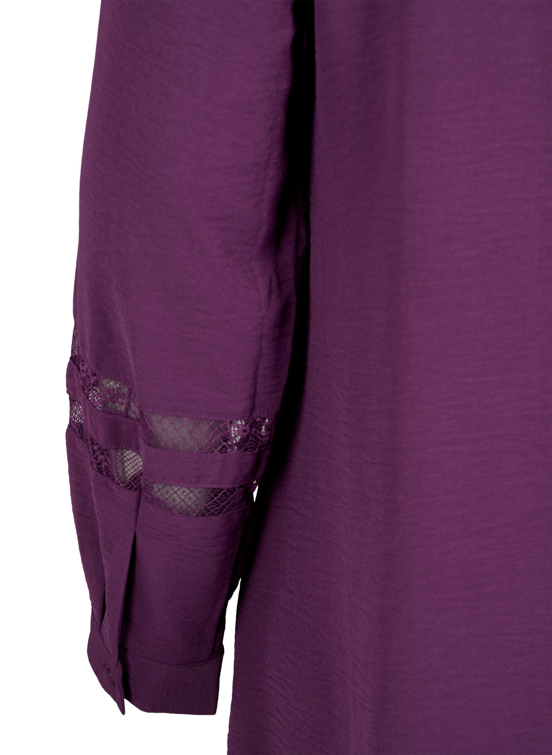 Zizzi Chemise longue avec d&eacute;tails en dentelle, Deep Purple, Packshot image number 3