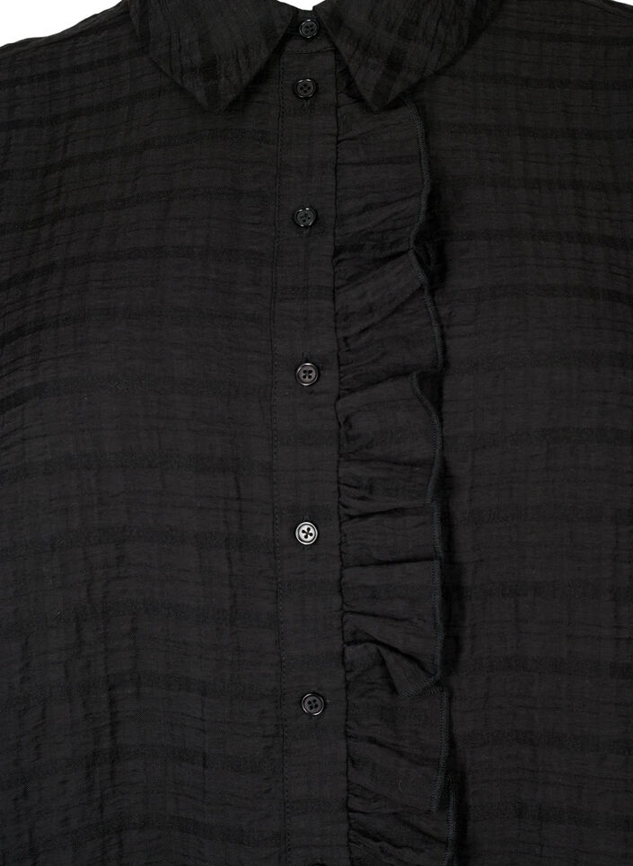 Chemise avec structure et détails volantés, Black, Packshot image number 2