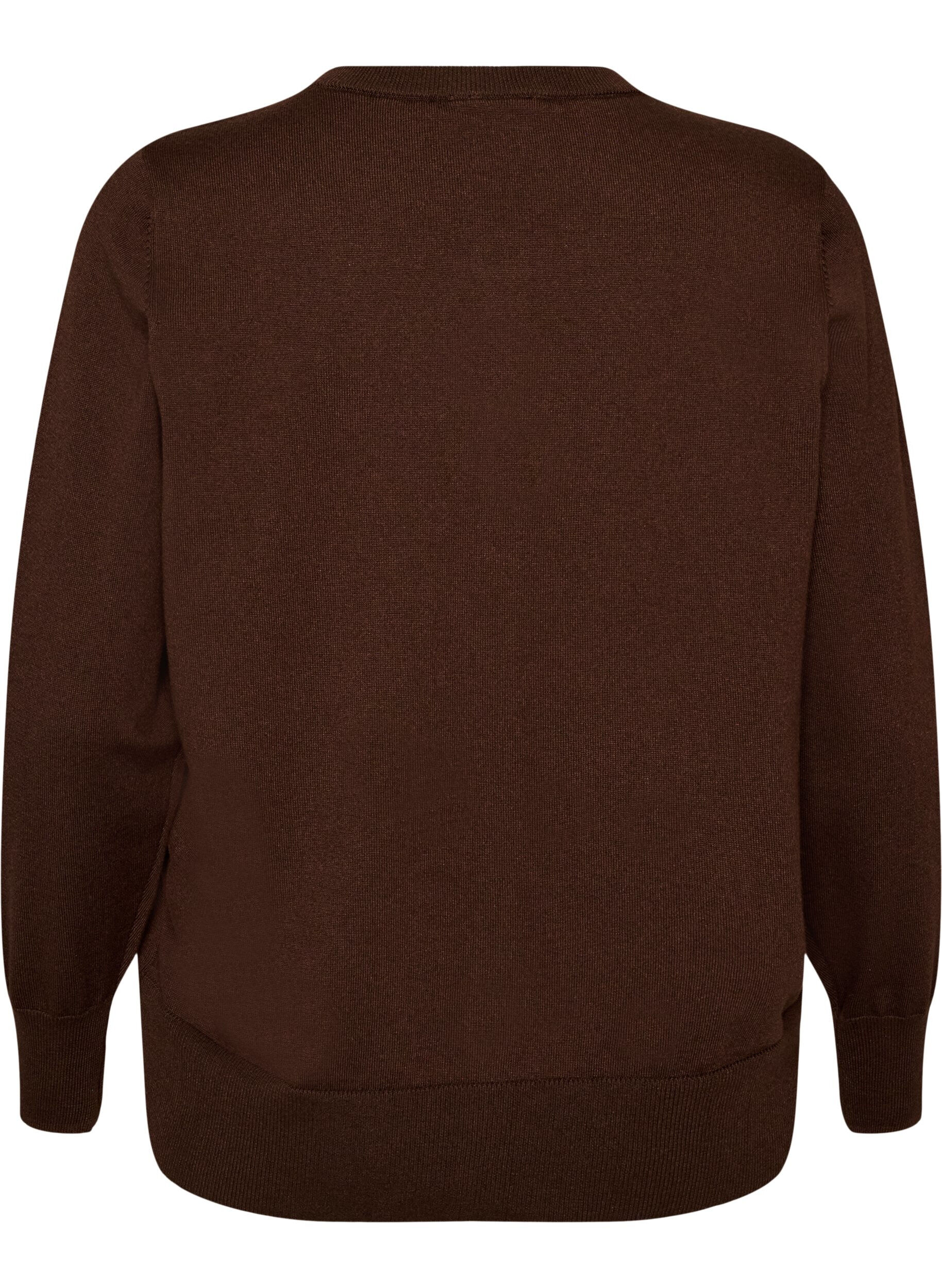 ZizziCardigan en maille fine avec col rond, Marron, Packshot image number 1