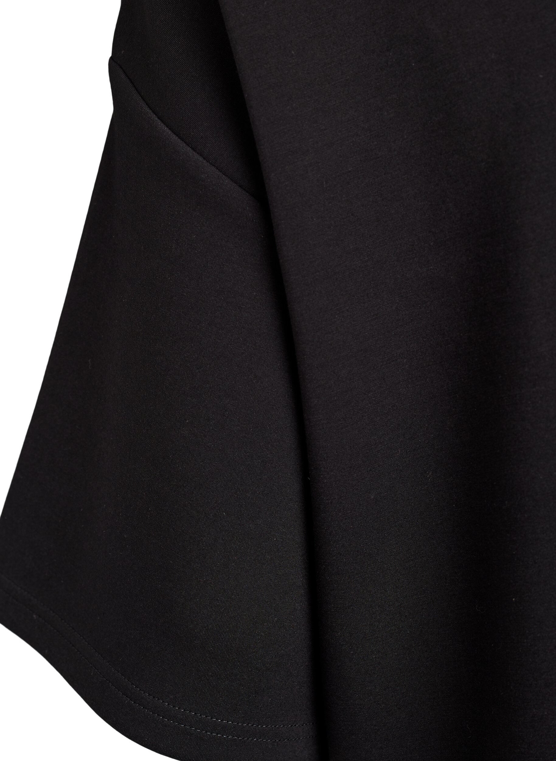 Zizzi Robe t-shirt en jersey avec fentes lat&eacute;rales, Noir, Packshot image number 3