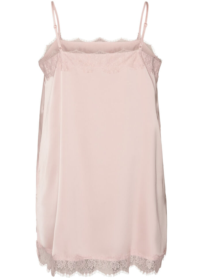 Haut long en satin bord&eacute; de dentelle, 9990, Packshot image number 1