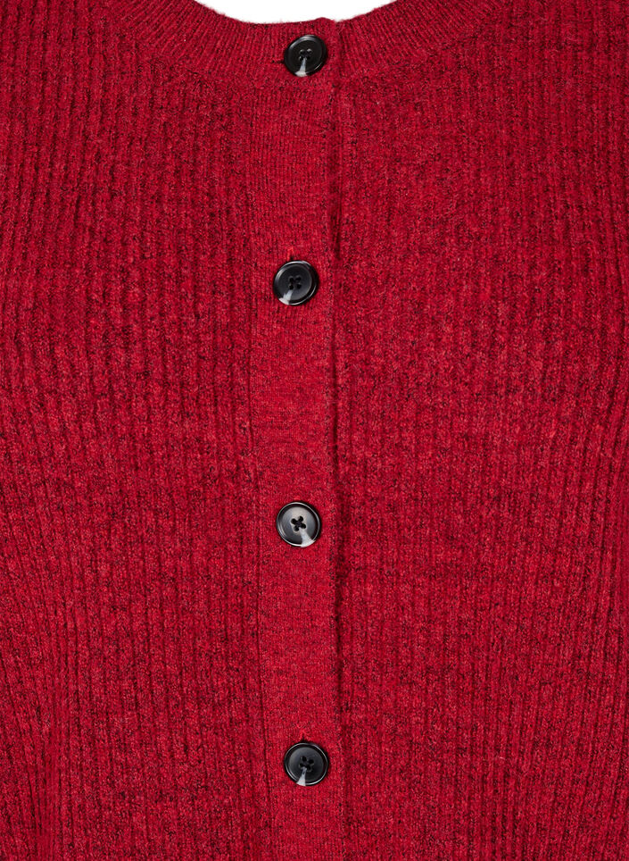 Cardigan en tricot côtelé avec boutons, Rouge, Packshot image number 2