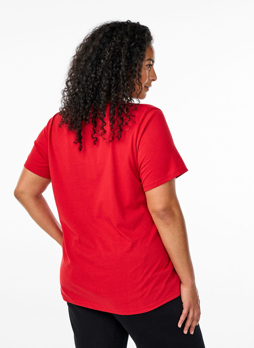 FLASH - T-shirt col V, Rouge, Model image number 2