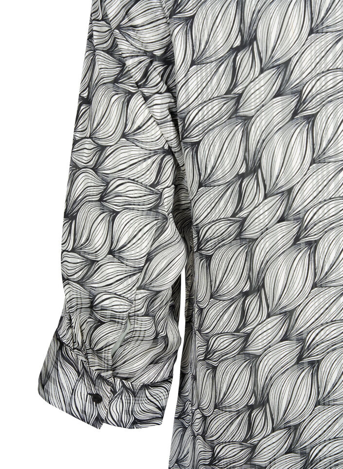 Blouse avec imprimé et manches 3/4 , Black White Leaf, Packshot image number 3