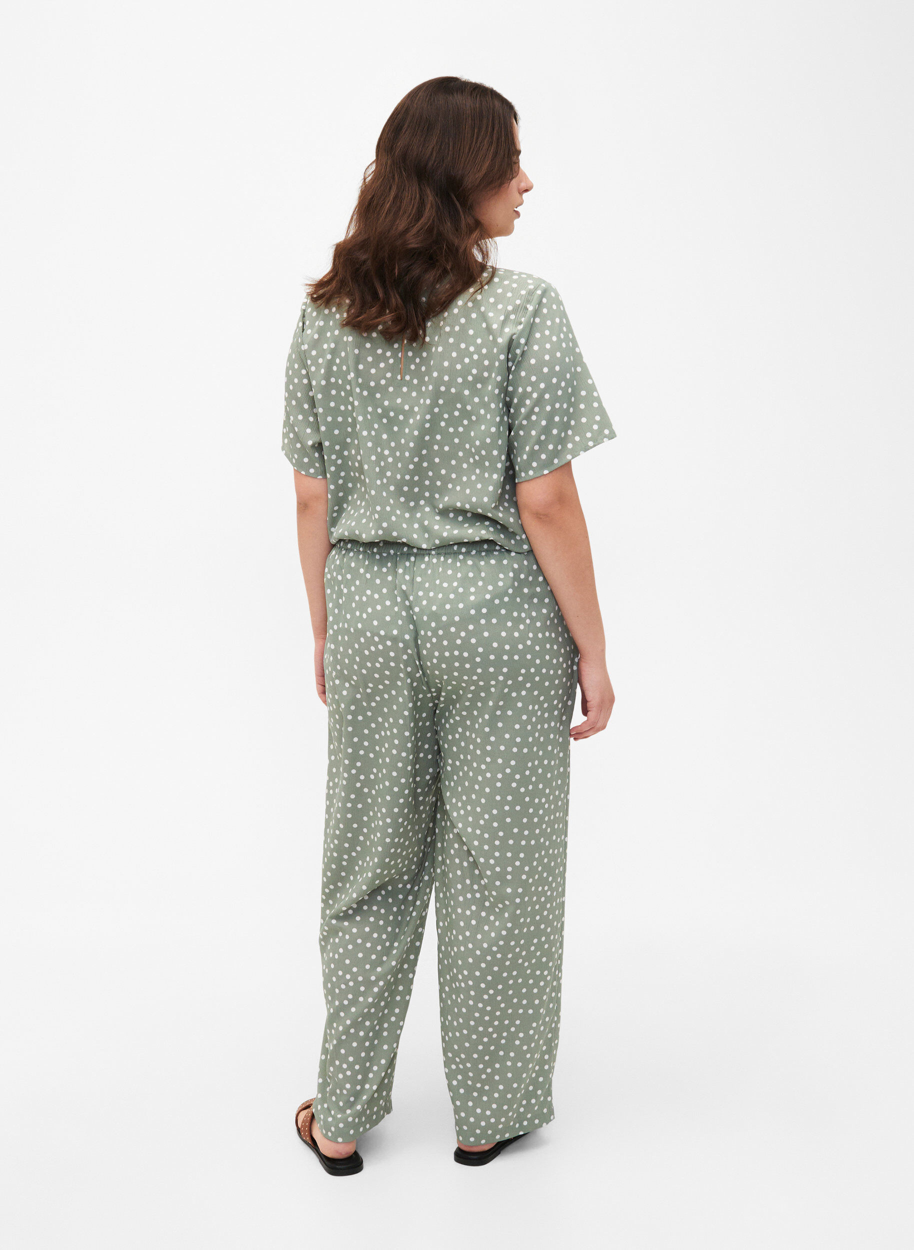 Zizzi FLASH&nbsp;&ndash; Pantalon imprim&eacute; avec poches, Iceberg Green Dot, Model image number 1