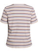T-shirt c&ocirc;tel&eacute; &agrave; rayures et d&eacute;tail boutonn&eacute;, Mauve, Packshot image number 1