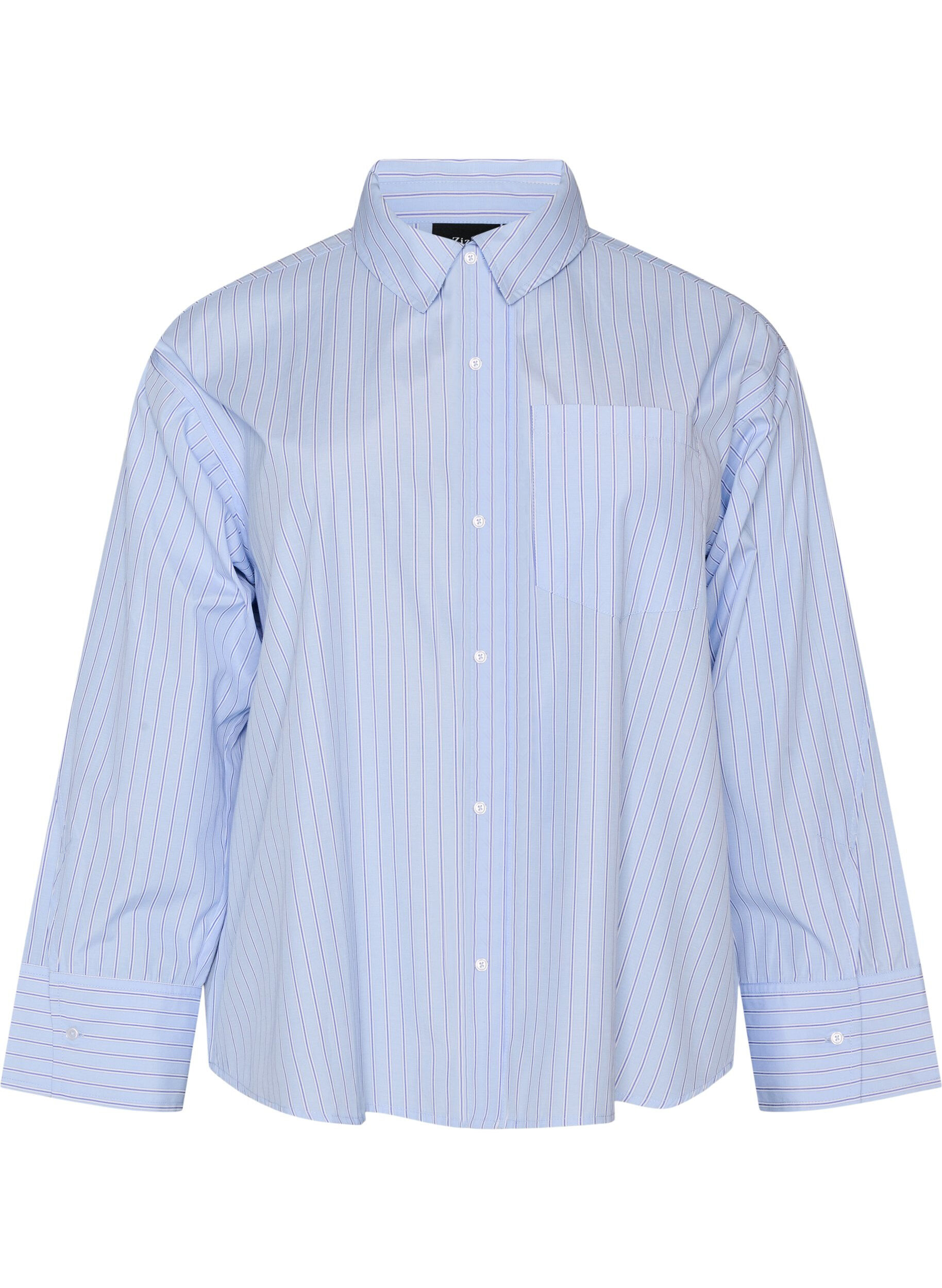 ZizziChemise &agrave; rayures avec des poignets larges, Bleu Clair, Packshot image number 0