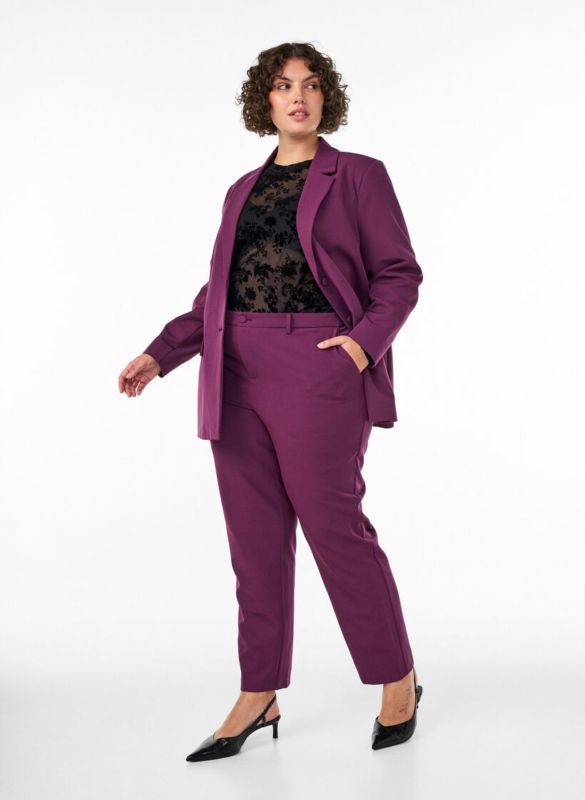 Pantalon avec poches et jambes droites, Violet, Model image number 0