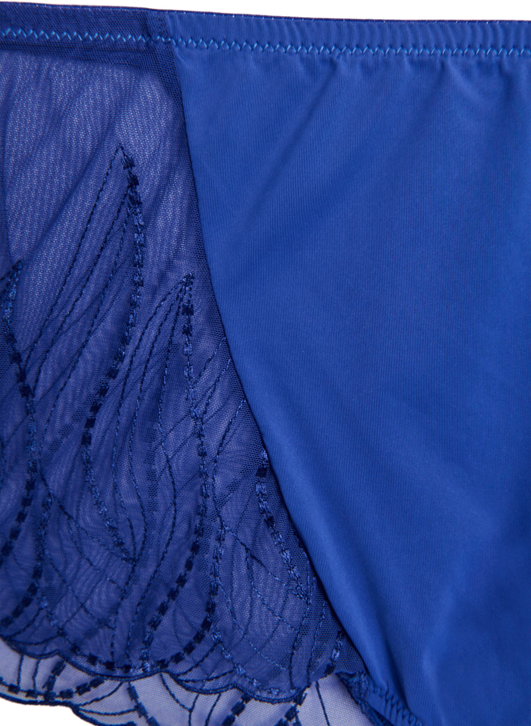 Zizzi Culotte hipster en microfibre avec dentelle sur les c&ocirc;t&eacute;s, Bleu, Packshot image number 2