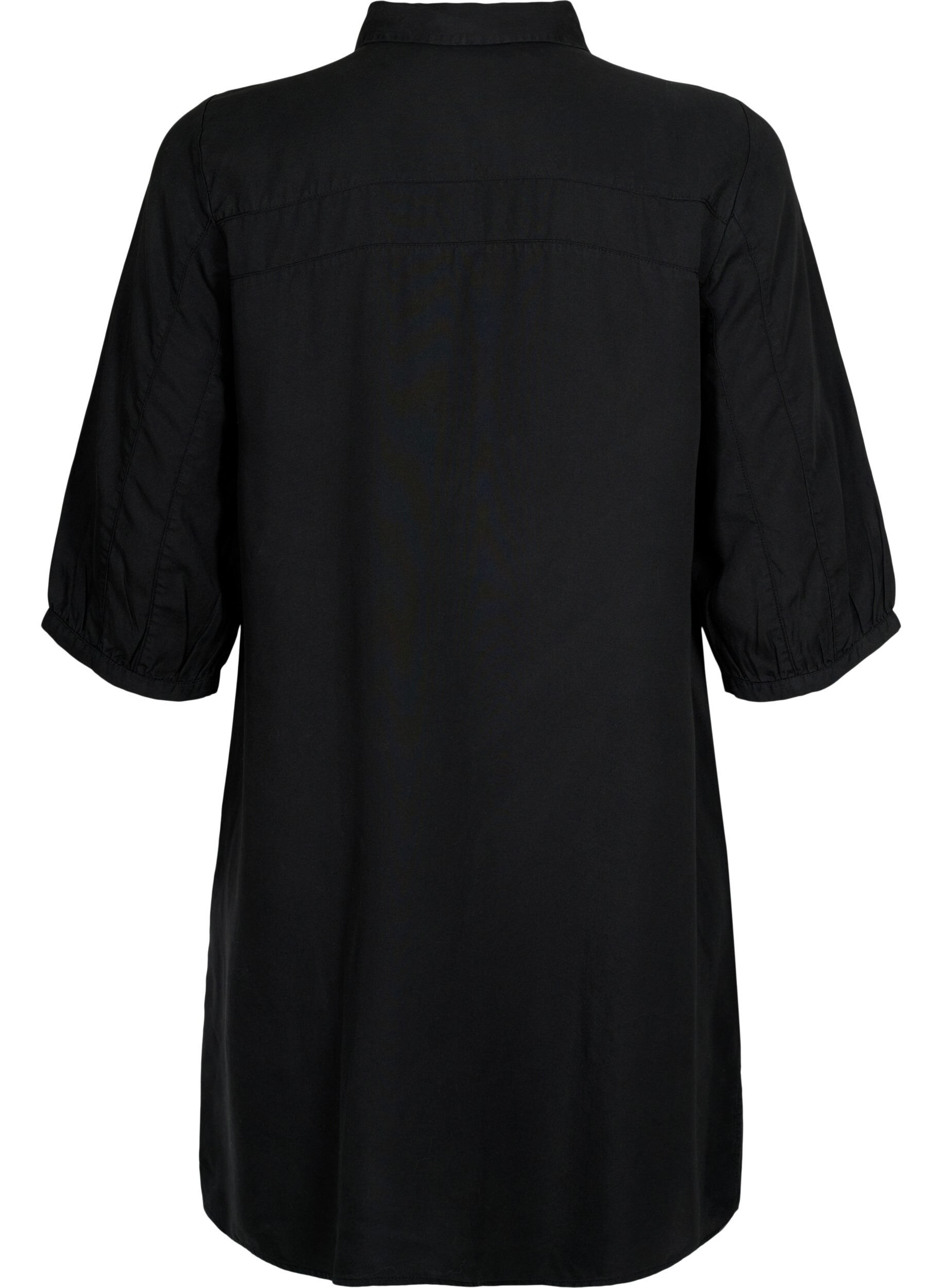 Zizzi Chemise longue &agrave; manches 3/4 en lyocell (TENCEL&trade;), Black, Packshot image number 1