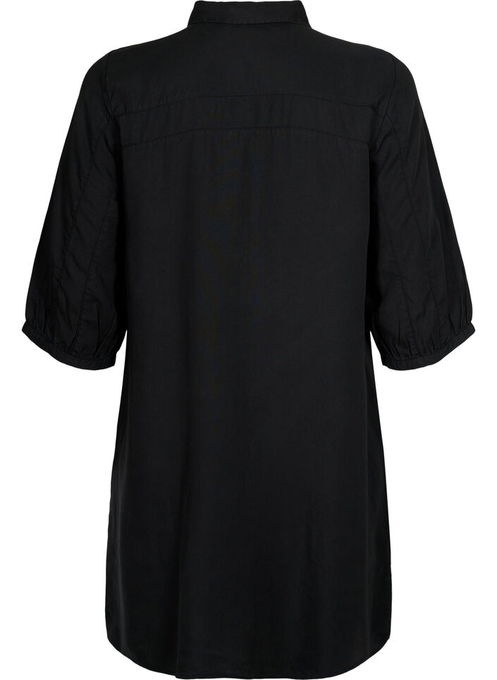 Chemise longue à manches 3/4 en lyocell (TENCEL™), Black, Packshot image number 1