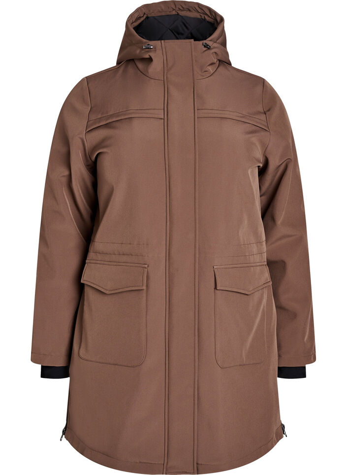 Veste softshell r&eacute;sistante &agrave; l'eau avec doublure matelass&eacute;e, Marron, Packshot image number 0